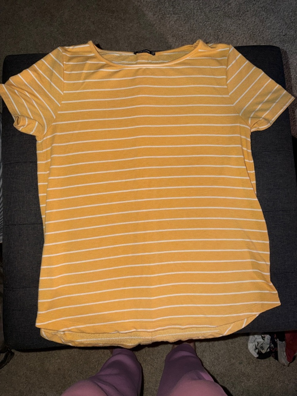 Pink Clover Golden & White Striped Short-Sleeve Tee
